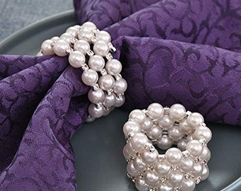 White Pearl Napkin Ring for Festive Table Setting Table Decor for Cocktail Wedding Special Occasions Set of 4