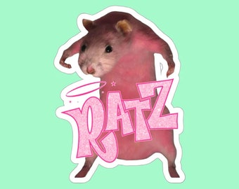 Funny Rat Sticker, Funny Mouse Ratz Sticker, Pink Ratz Mouse Meme Sticker, Pink Rat Sticker, Ratz Meme Sticker
