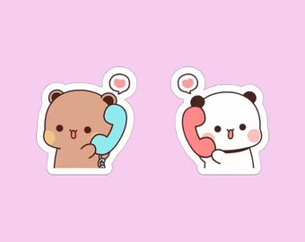 Bubu and Dudu Stickers, Panda Bear Hug Bubu Dudu Sticker, Mochi Panda Sticker