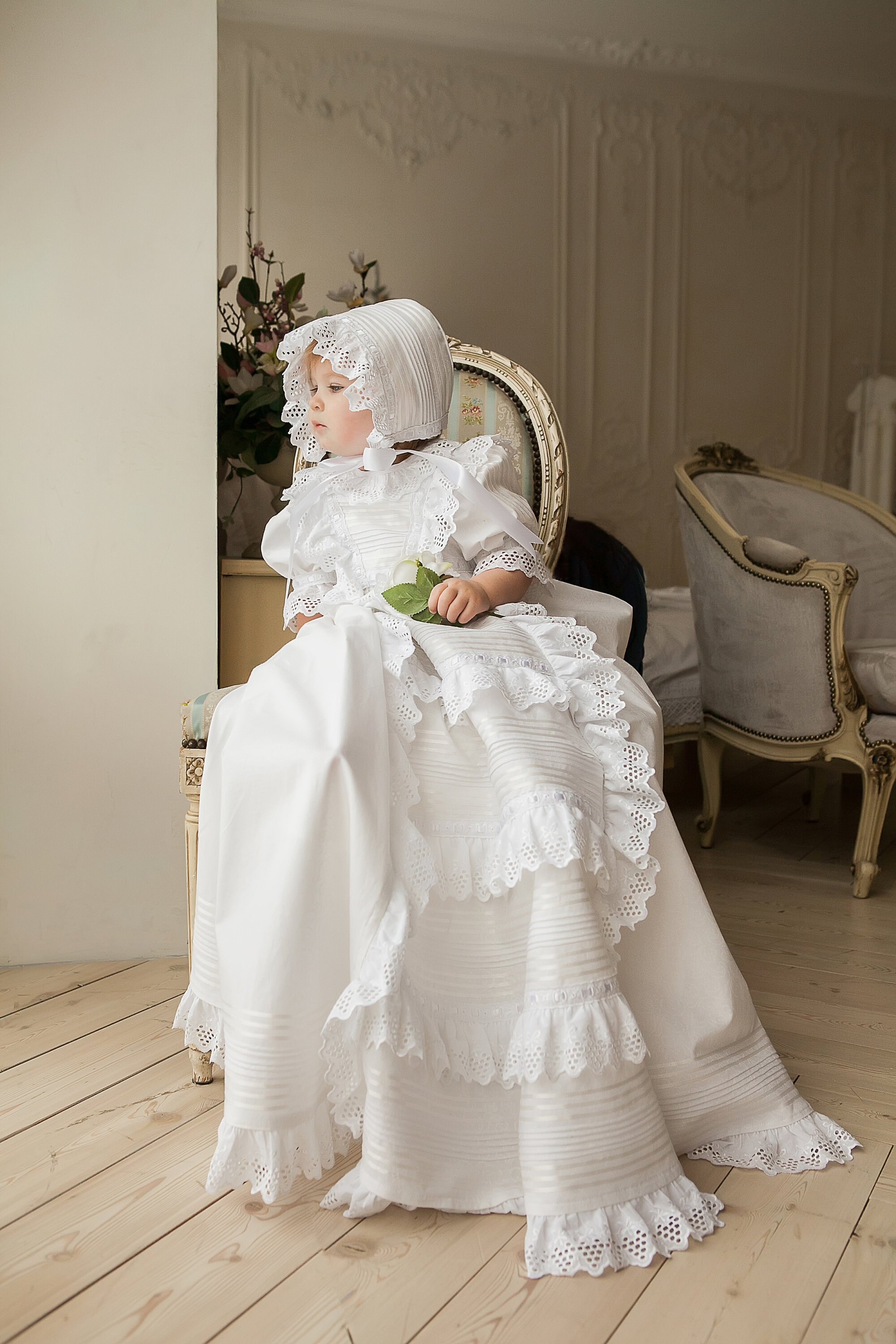 Lace baptism hat Christening Frill baby White Etsy