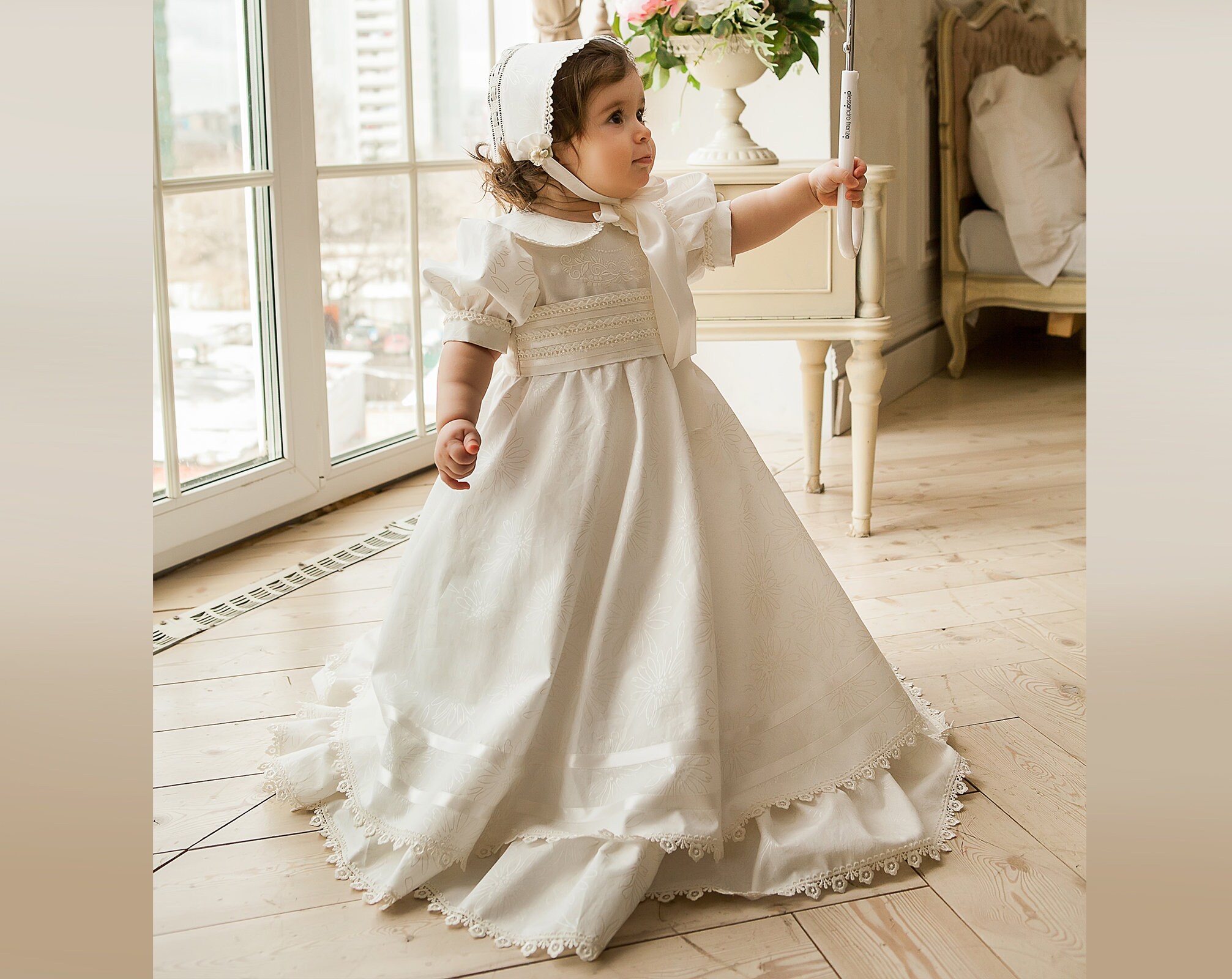 baptism dress with bonnet