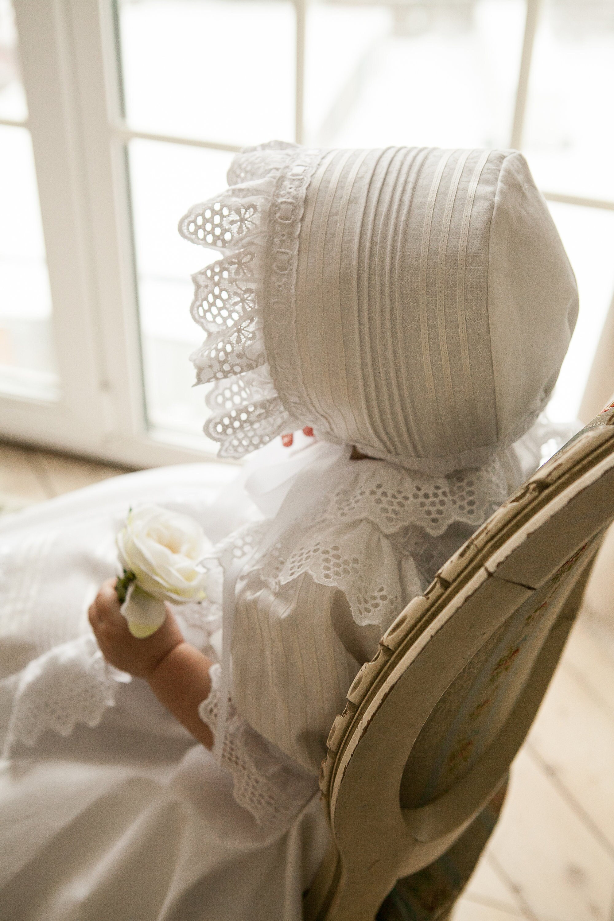 Lace baptism hat Christening Frill baby White Etsy