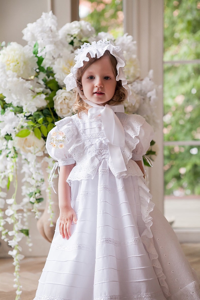 Christening set Baptism set Baptism dress Baptism hat Etsy