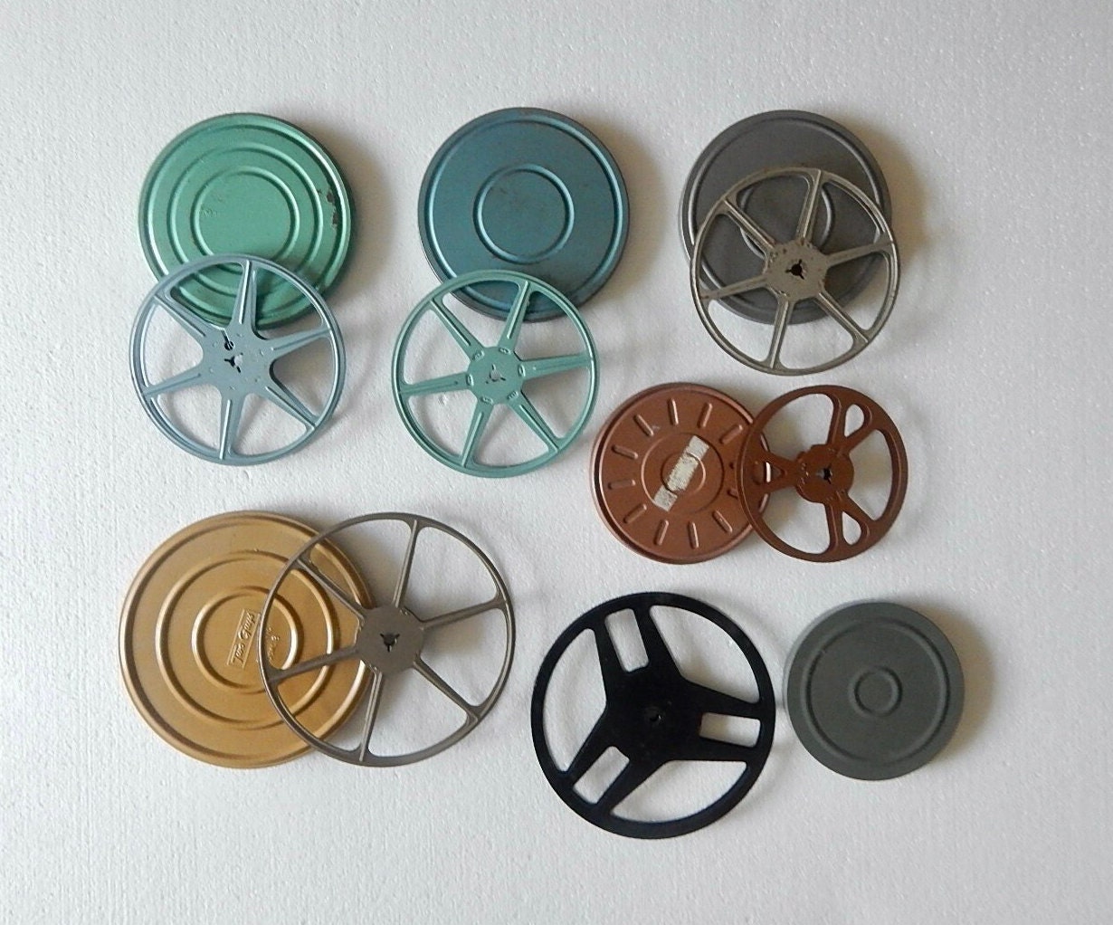8mm Film Metal Take-up Movie Reels Lot 12 Total Pieces Containing Various  Sizes for Use of Movie Theme Decor 