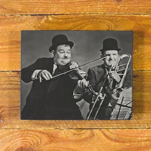 Laurel and Hardy - Iconic Comedians Late 1920&#39;s - Mid 1950&#39;s - Vintage Wood Wall Panel Decor