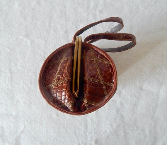 Vintage Circular Snakeskin Top Handle Small Handb… - image 5