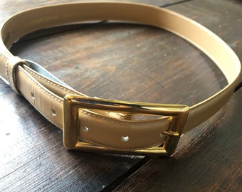 Ladies Casual Brown Belt w Rose Gold Metal Buckle and Small Applications S340