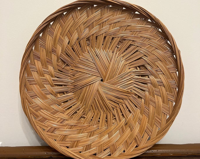 Vintage Large Round Wicker Tray Wicker Wall Hanging 17.75 Etsy