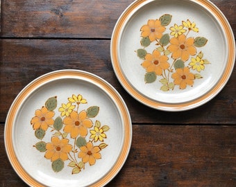 Vintage plates pastel border Tielsch square porcelain floral garden party mismatch Germany Six 8 Square Salad Plates C