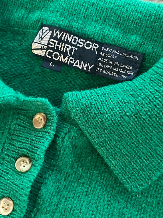 80s green shetland wool sweater, Windsor Shirt Co… - image 2