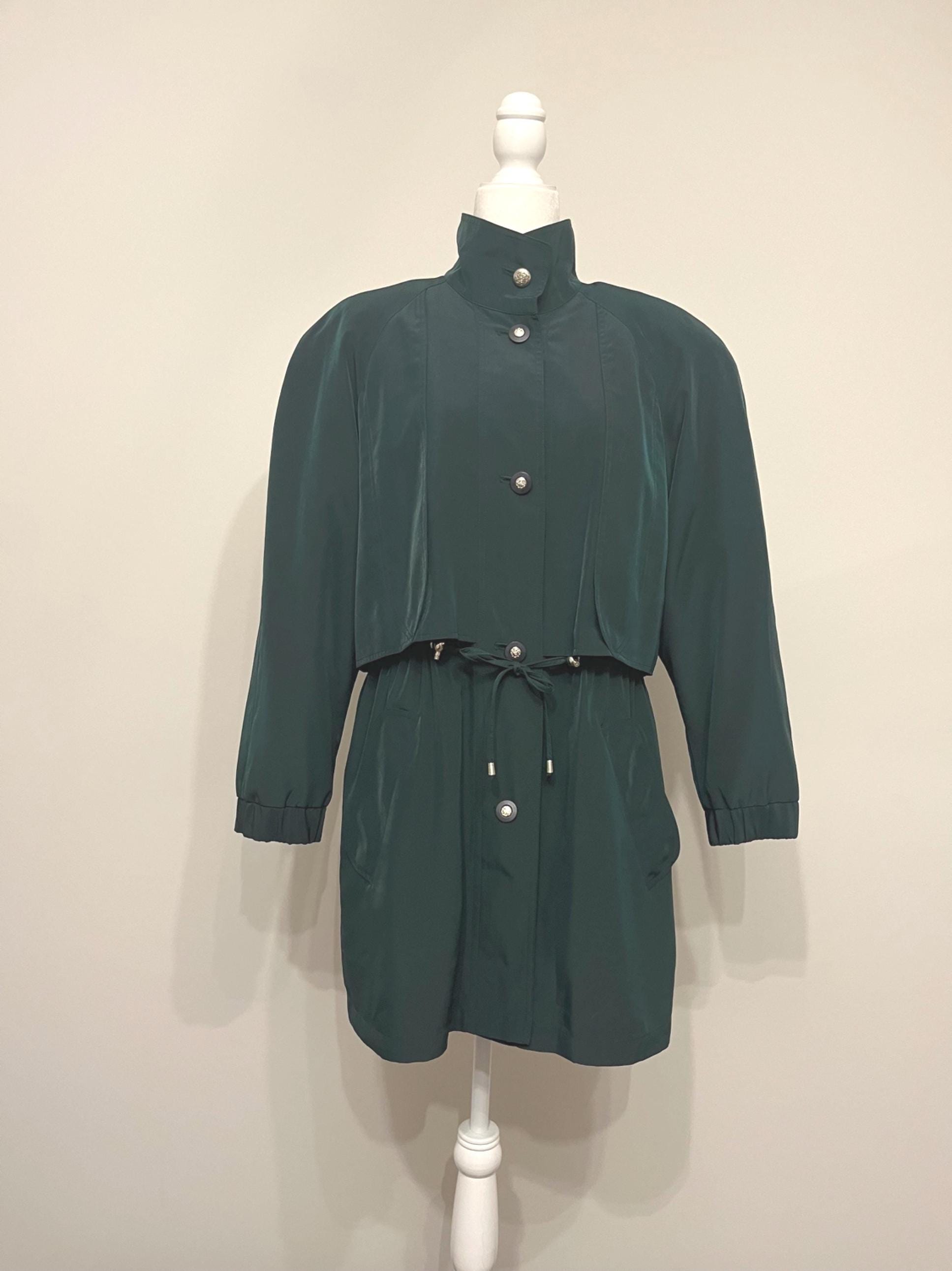 Vintage Hunter Green Jacket, 80s American Bazaar Green Rain Jacket