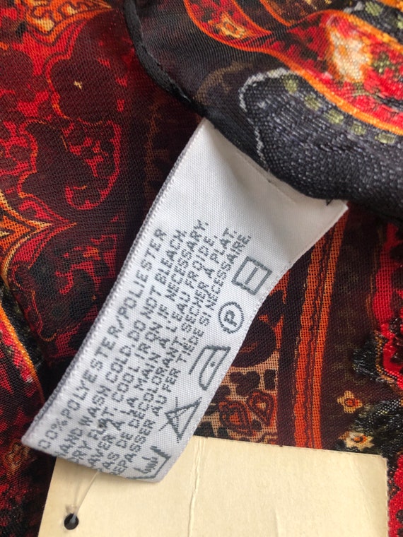 NOS vintage Liz Claiborne shawl scarf, red & blac… - image 4