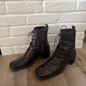 Y2k Leather Boots - Etsy