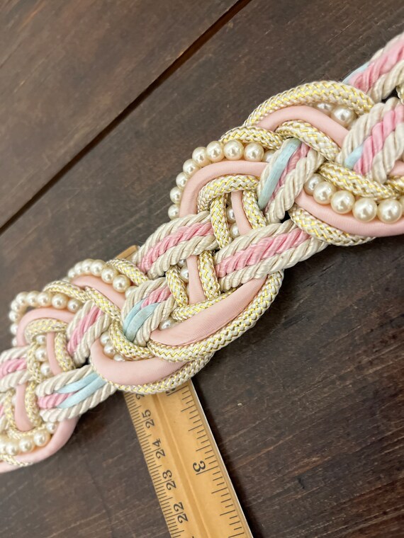 80s braided beaded belt, vintage wide rope belt, … - image 8