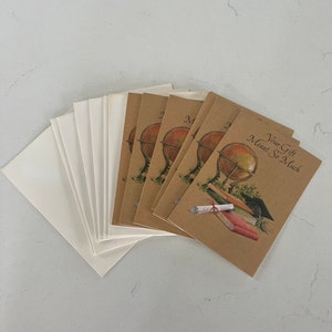 6 notas de agradecimiento de graduación vintage, notas de agradecimiento de los años 80, tarjetas de agradecimiento de graduación, birrete de graduación con diploma de Globe Books, tarjetas de notas de graduación