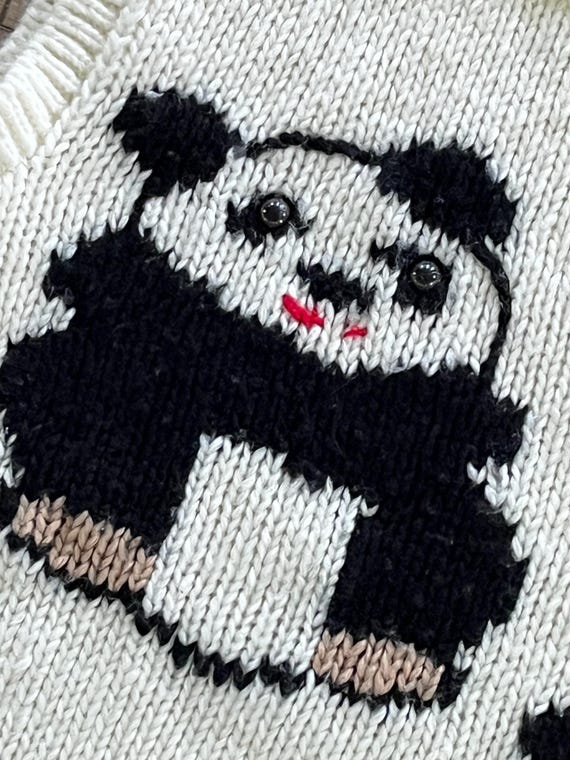 80s Currants by Jeri-Jo panda bear vest, panda bear sweater vest, acrylic sweater vest, novelty vest, vintage sweater vest, cream vest, XS/S View 4
