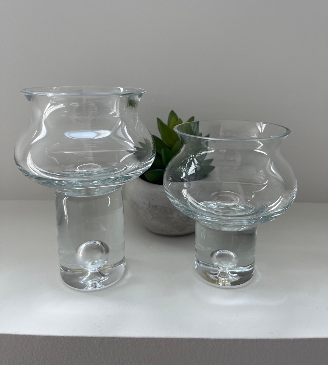 2 Vintage Krosno Bubble Vases MCM Vases Small Clear Candle Etsy