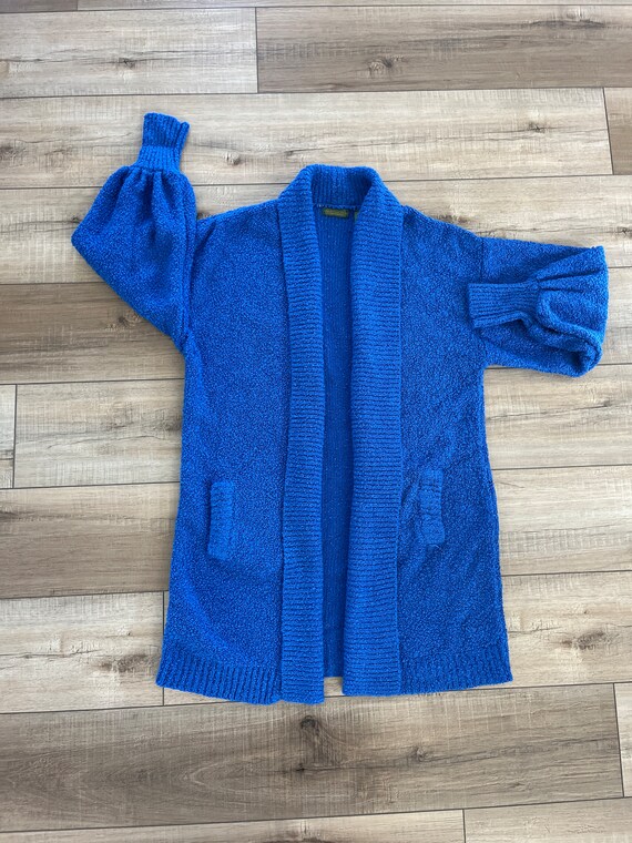 80s royal blue long cardigan, Robinson’s boucle s… - image 9