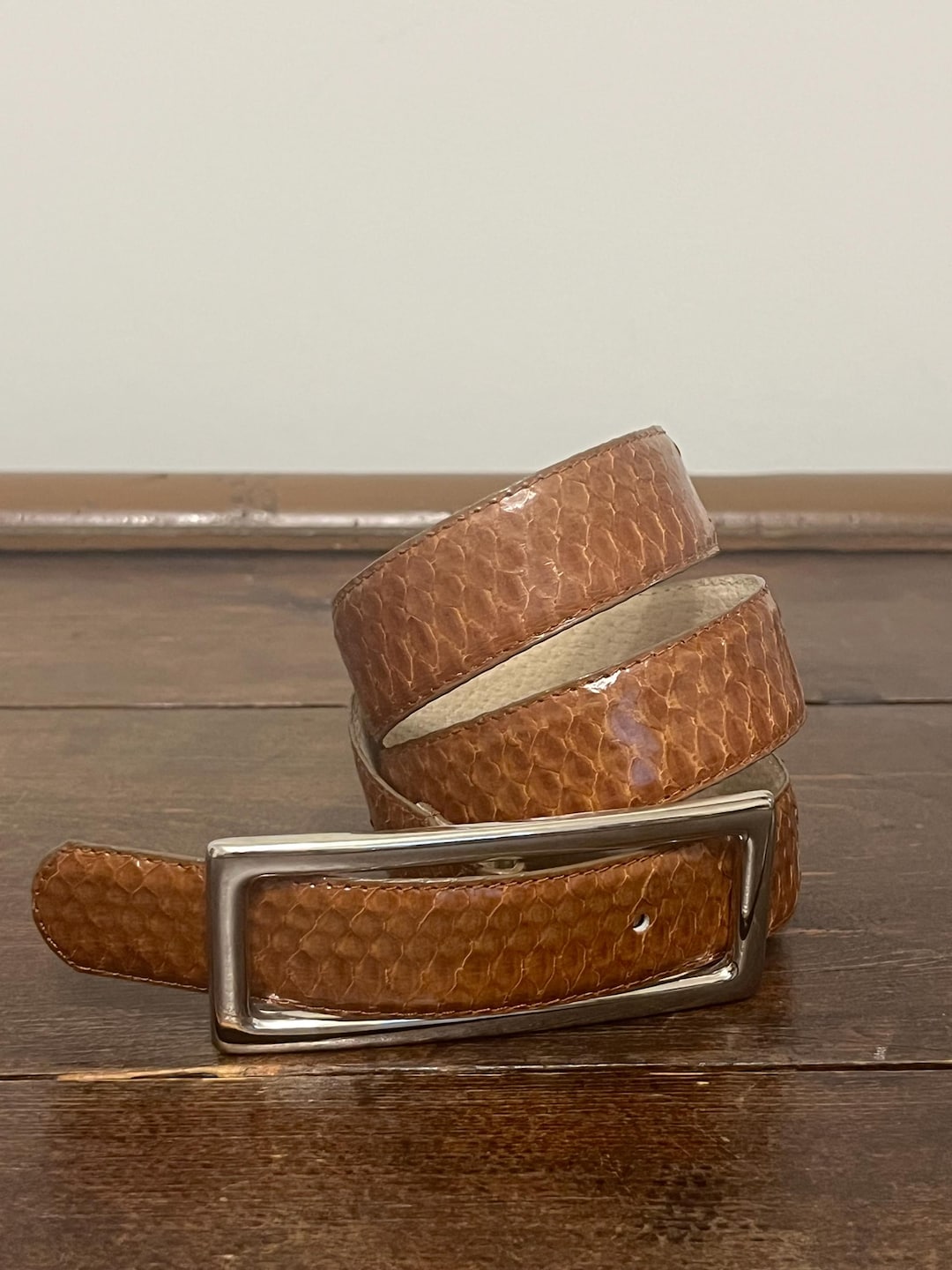 Vintage Christian Dior Snakeskin Belt, Brown Genuine  display picture 1