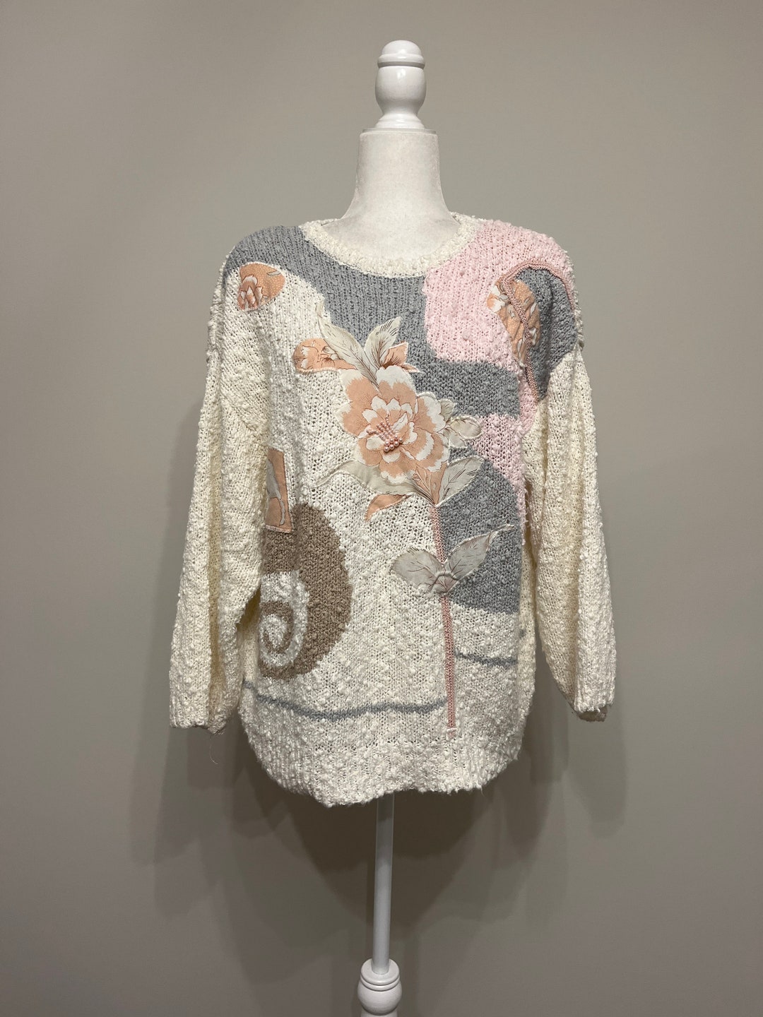80s Margules Plus Sweater, Embellished Sweater, 80s Nubby Pastel ...
