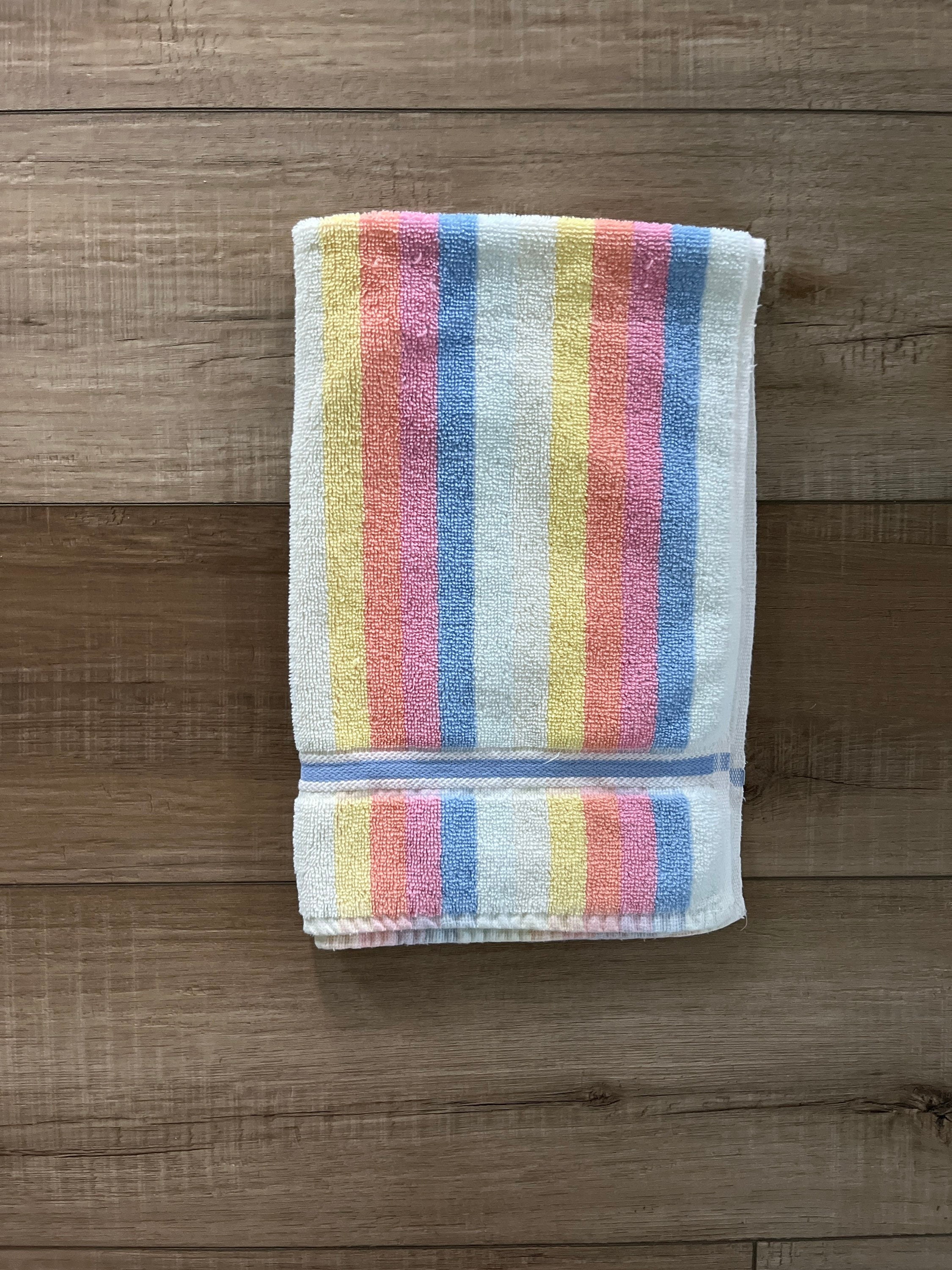 70s Candy Striped Hand Towel, Pipeline by Utica JP Stevens & Co Towel,  Pastel Rainbow Stripe Towel, Retro 100% Cotton Hand Towel - Etsy