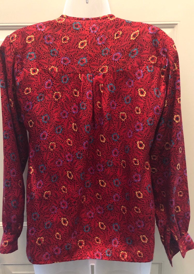 80s 90s Oscar De La Renta Blouse Shoulder Pads Crew Neck - Etsy