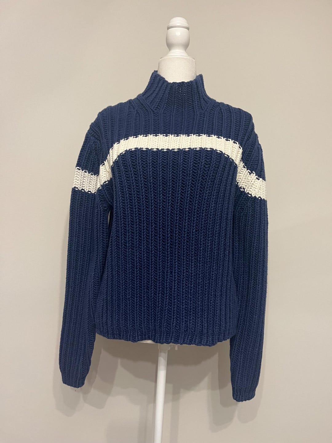 Y2K Tommy Hilfiger Blue Ribbed Sweater, 