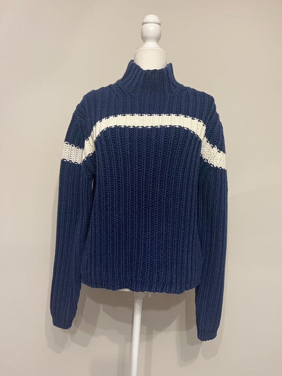 Y2K Tommy Hilfiger Blue Ribbed Sweater, 