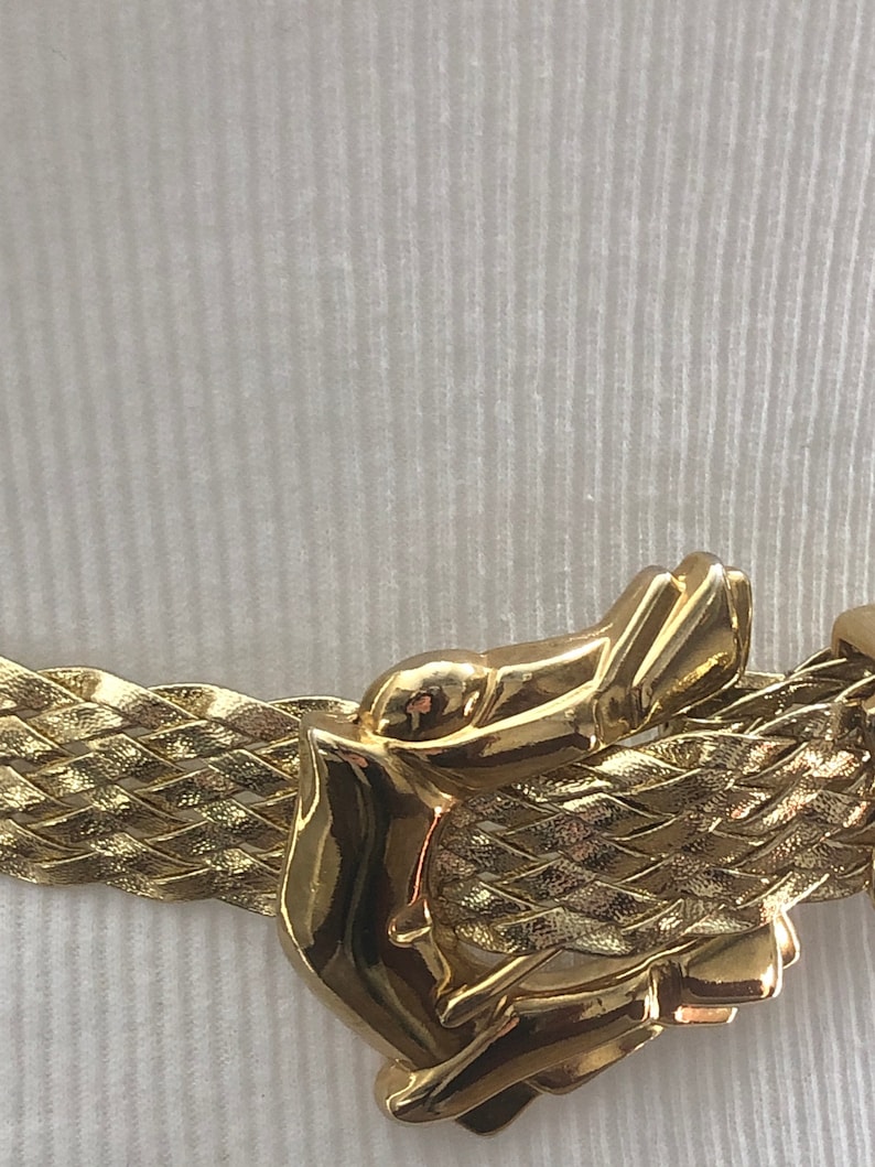 gold metal buckle gold lame belt 80s gold braided belt ladies 80s belt metallic gold belt Art Deco belt