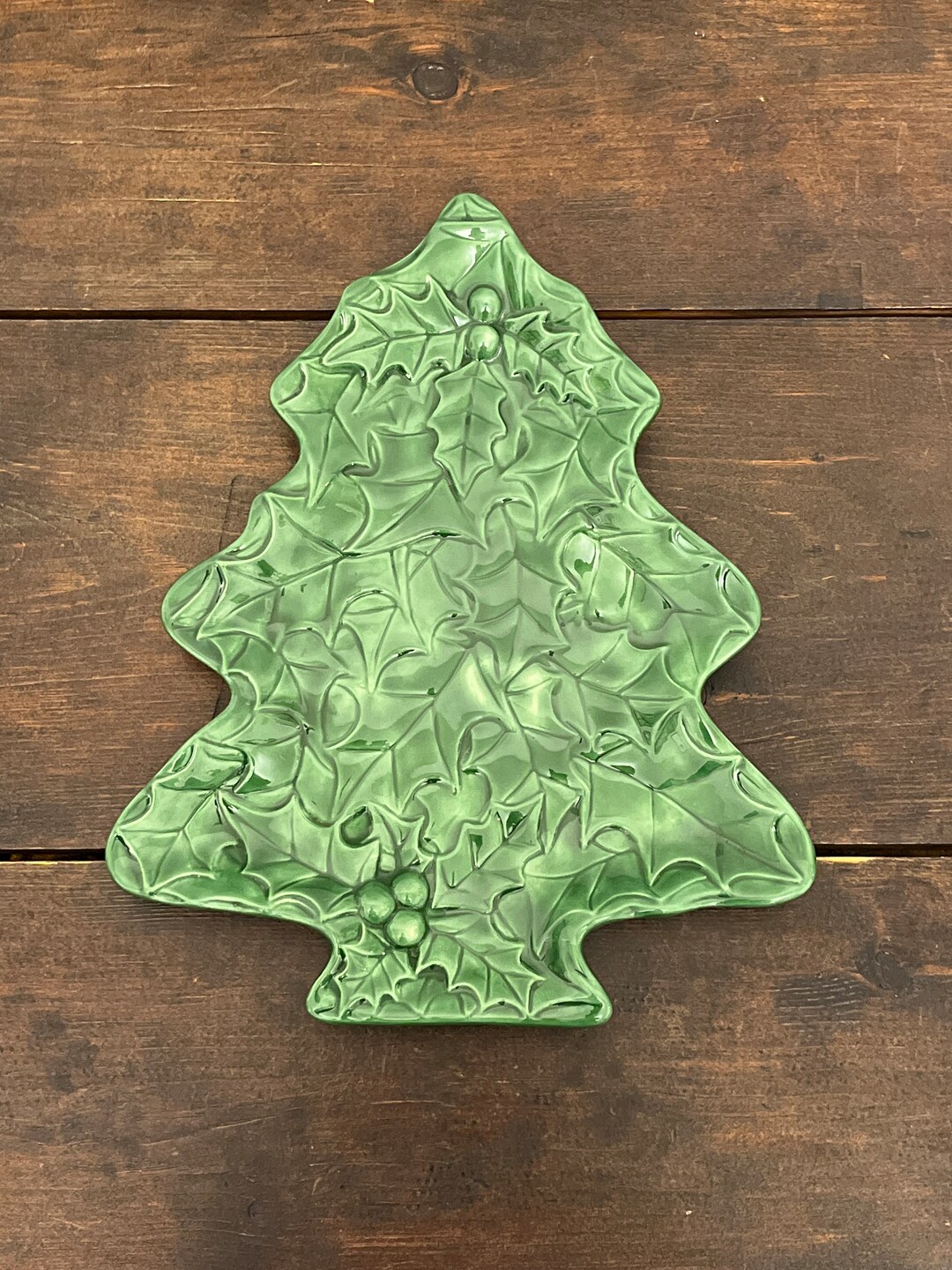 Vintage Christmas Tree Serving Dish 80s Pottery Christmas Etsy