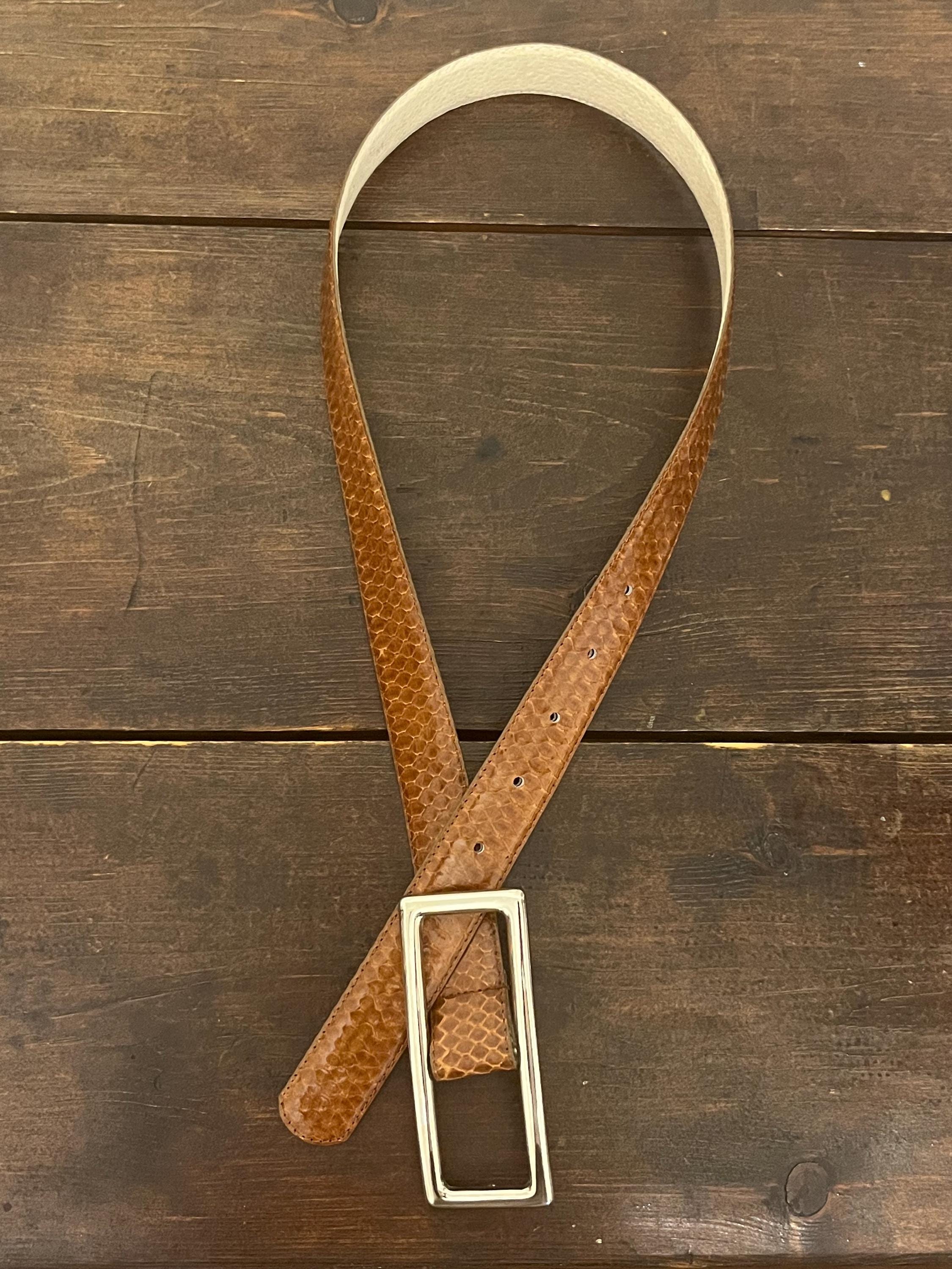 Vintage Christian Dior Snakeskin Belt, Brown Genuine 