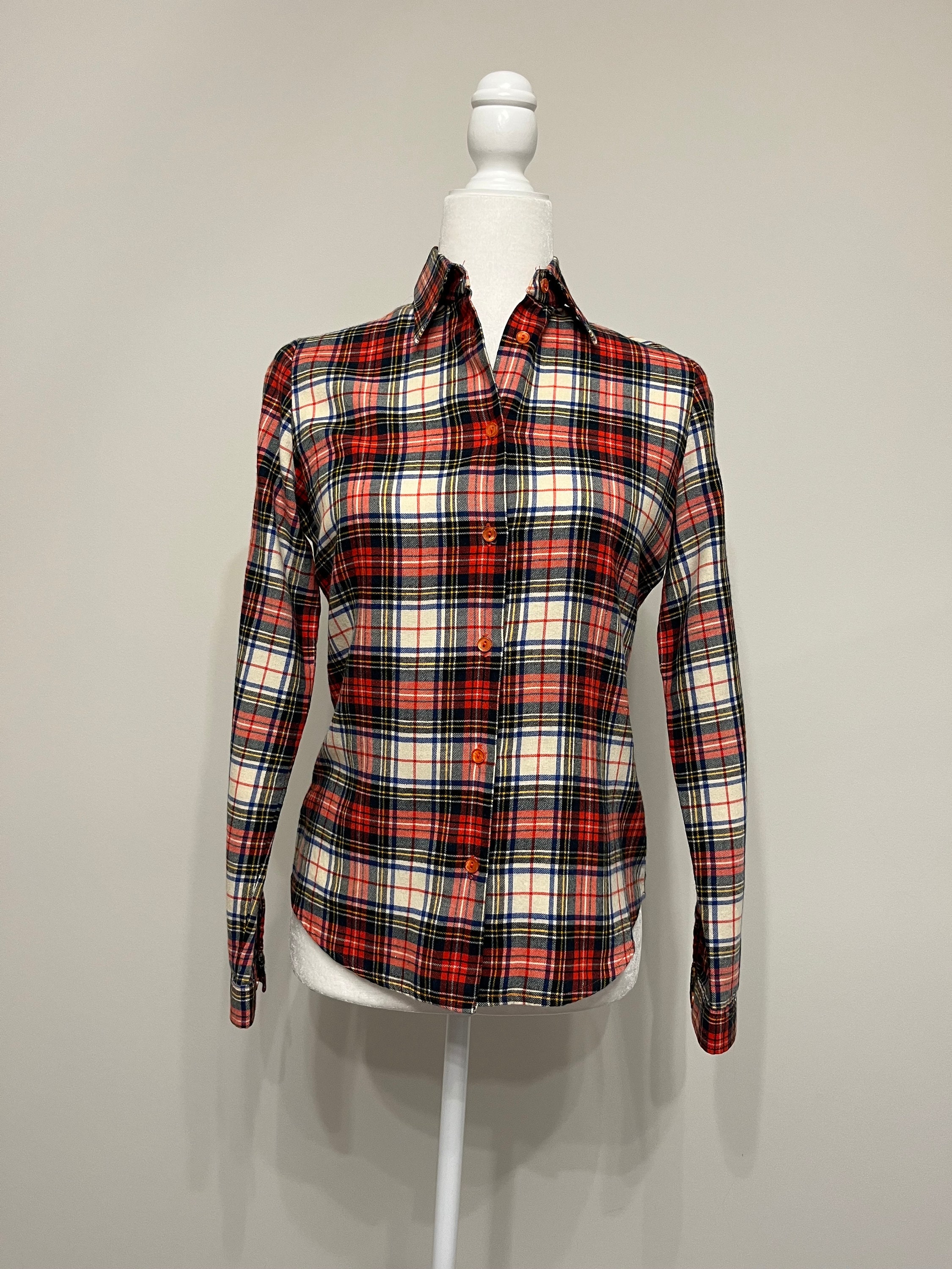 ブラウス シャツ wool blend viyella slim fit shirts レディース wool viyella slim fit shirts（シャツ/ブラウス）｜CODE A