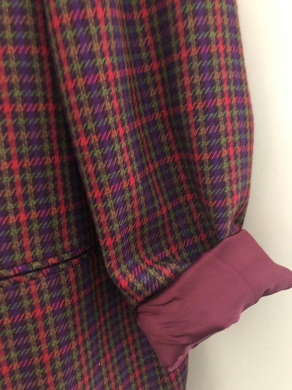 90s oversized checked blazer, Sag Harbor red purp… - image 5