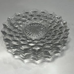 4 Fostoria American Clear salad plates, MCM appetizer plates, 7” dessert plates, vintage salad plates, clear glass plates, cubist plates