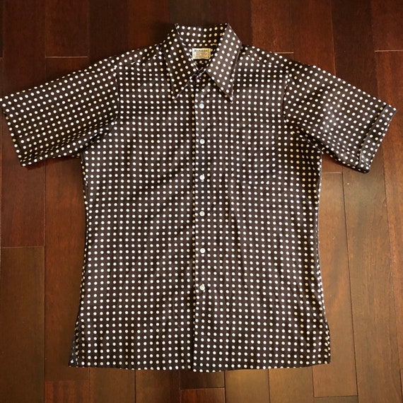 RESERVED FOR JUN 70s Mens Richman Brothers Brown Polka Dot Shirt