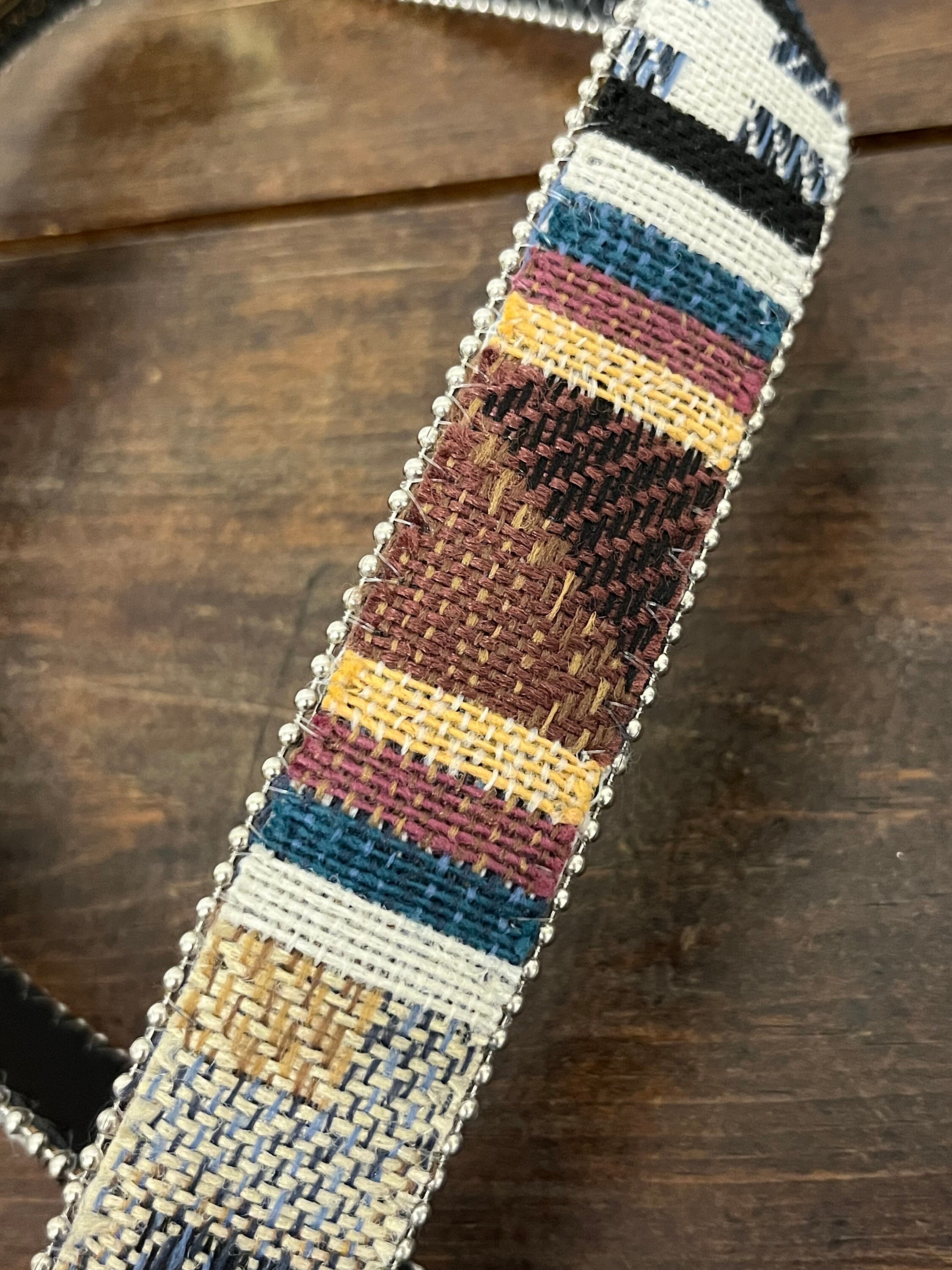 Vintage Elite Fresno California Belt, Brown and Blue Striped 