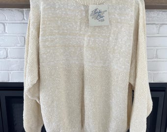 Suéter vintage de algodón Pacific Club, suéter de hombre amarillo mantequilla y blanco, nuevo sin usar, suéter de verano, suéter de playa, talla XL - Pacific Club by Nak