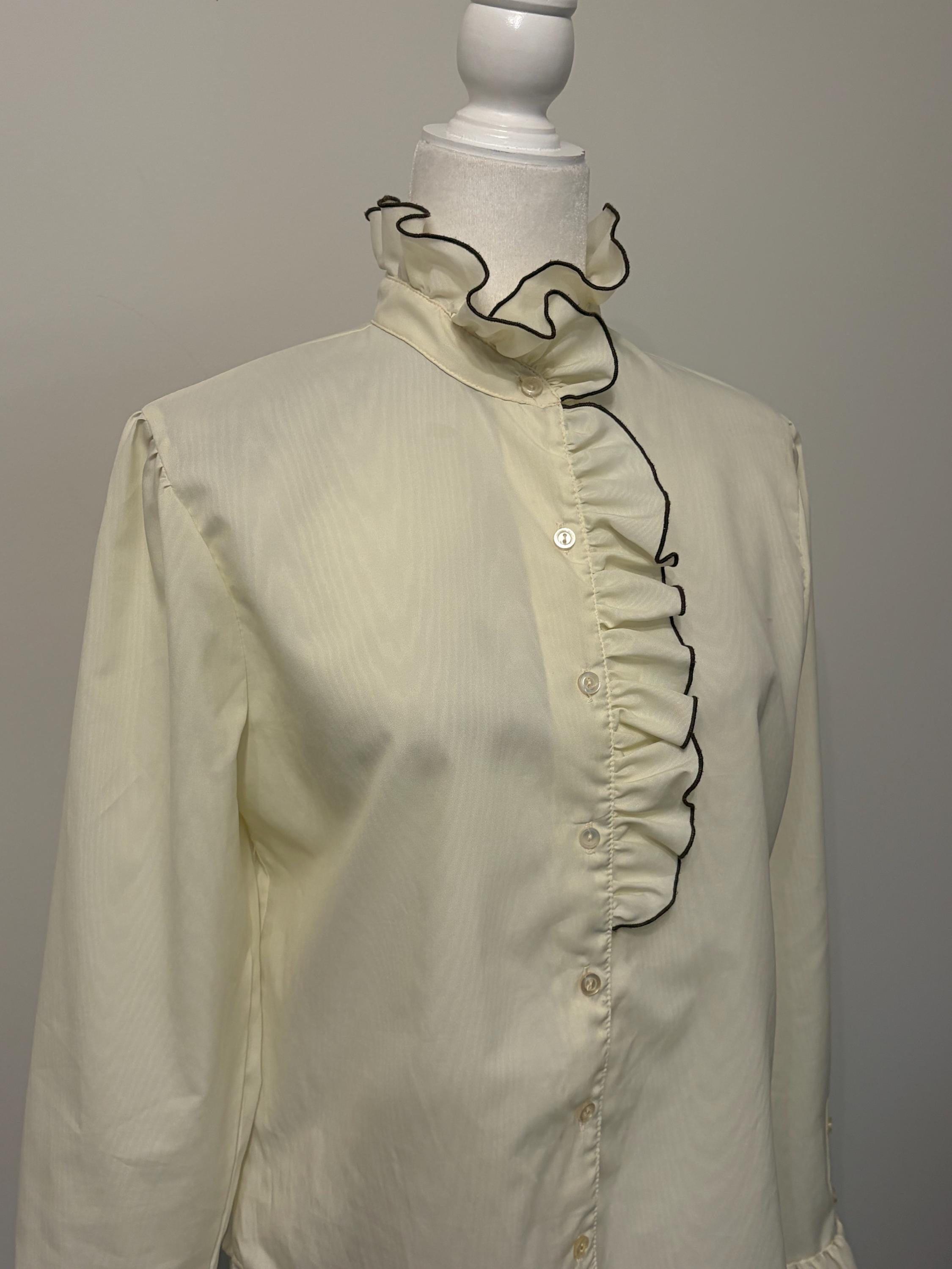 Ivory Silk Ruffle Blouse - Etsy