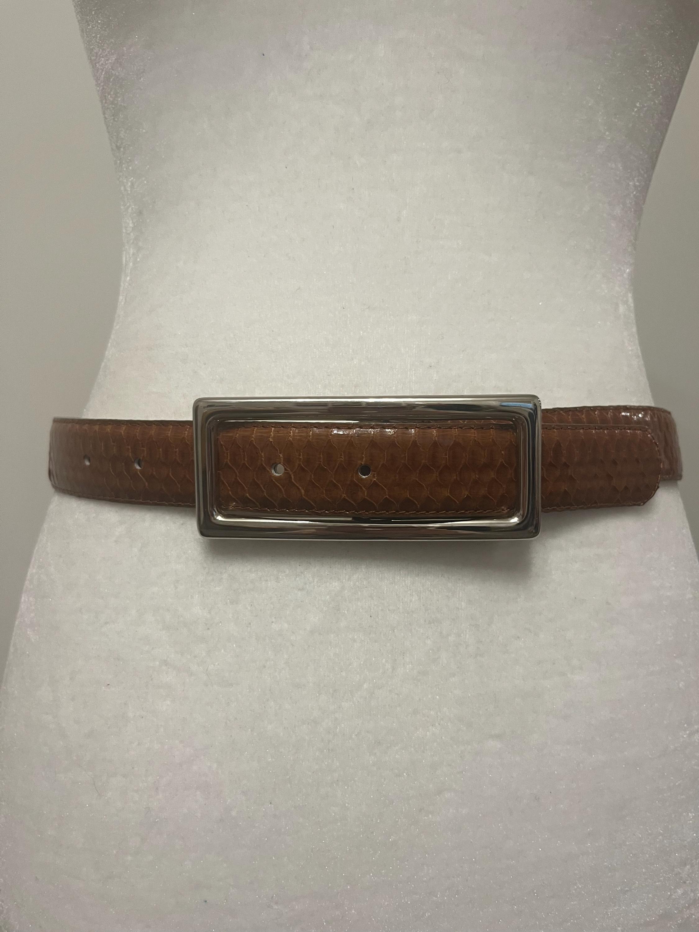 Vintage Christian Dior Snakeskin Belt, Brown Genuine  display picture 2