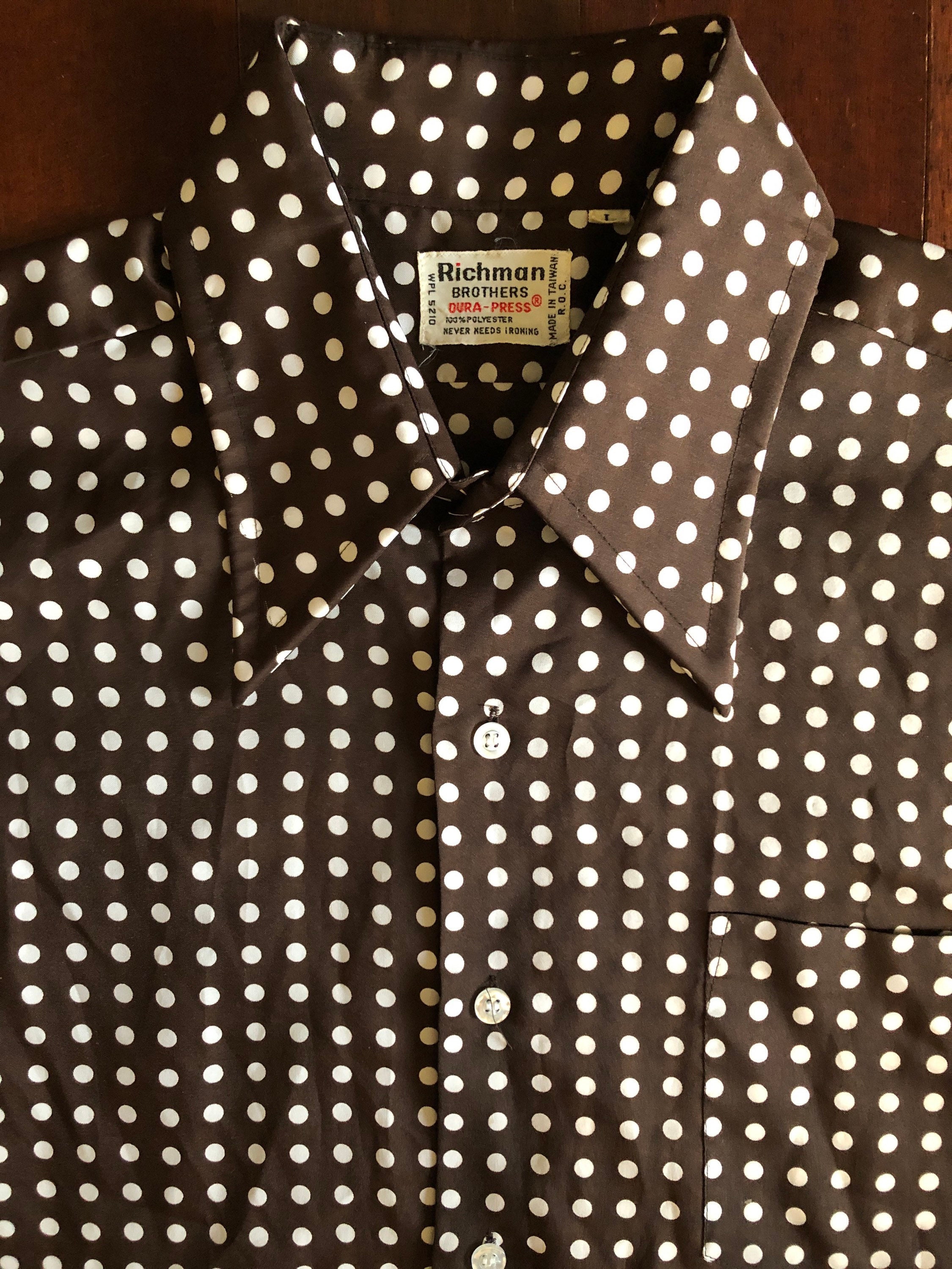 RESERVED FOR JUN 70s Mens Richman Brothers Brown Polka Dot Shirt