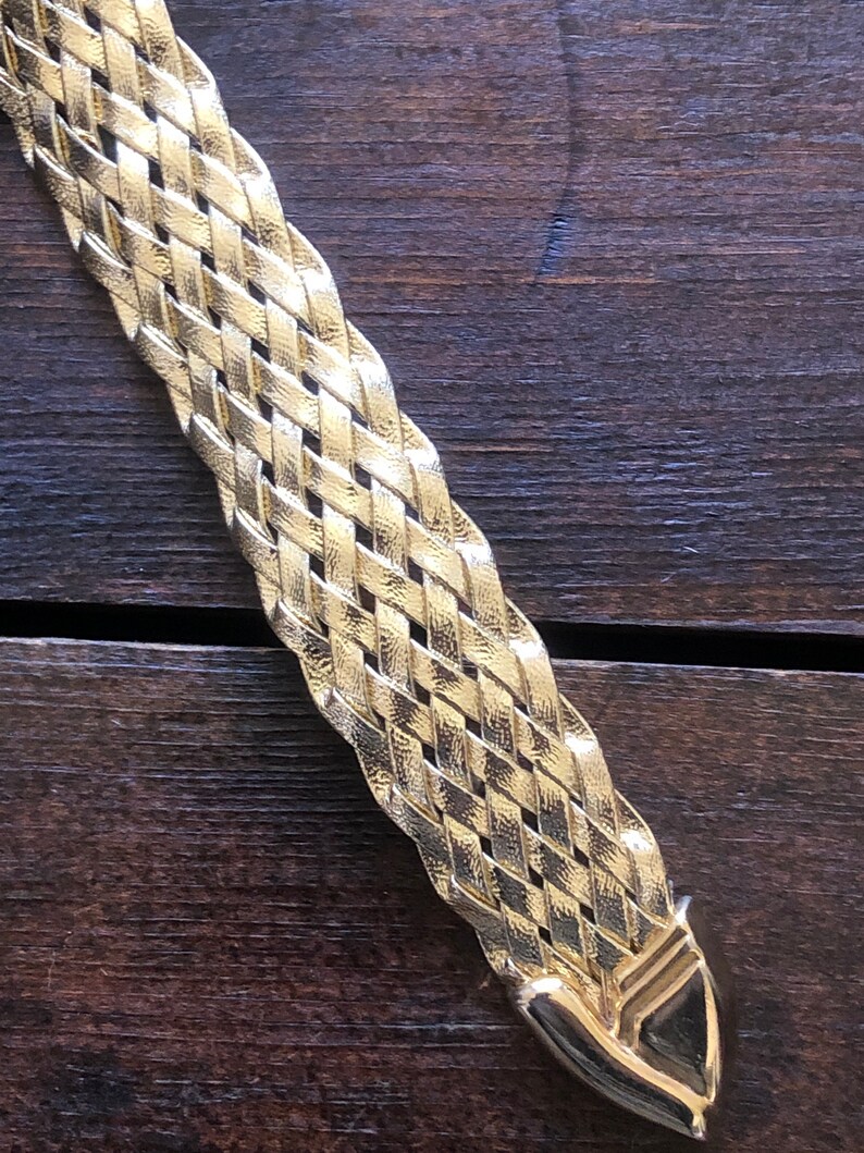 gold metal buckle gold lame belt 80s gold braided belt ladies 80s belt metallic gold belt Art Deco belt