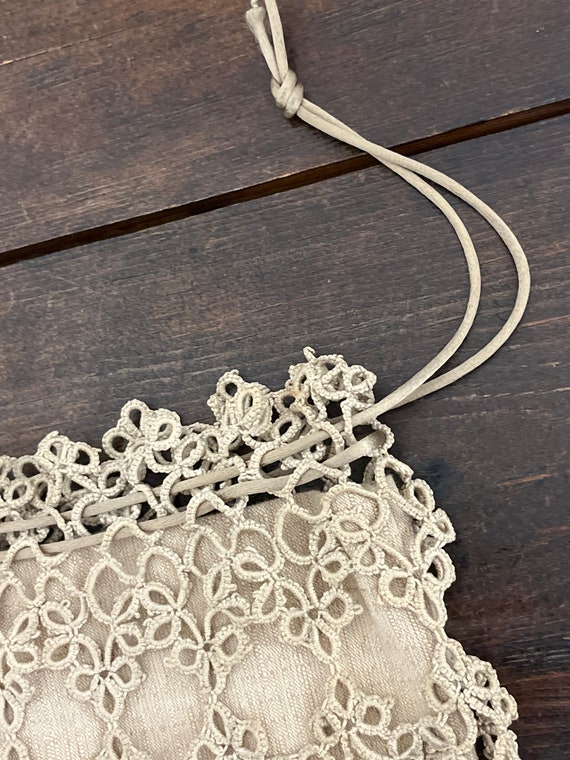 Antique tatted reticule, 1800s Victorian reticule, an… - Gem