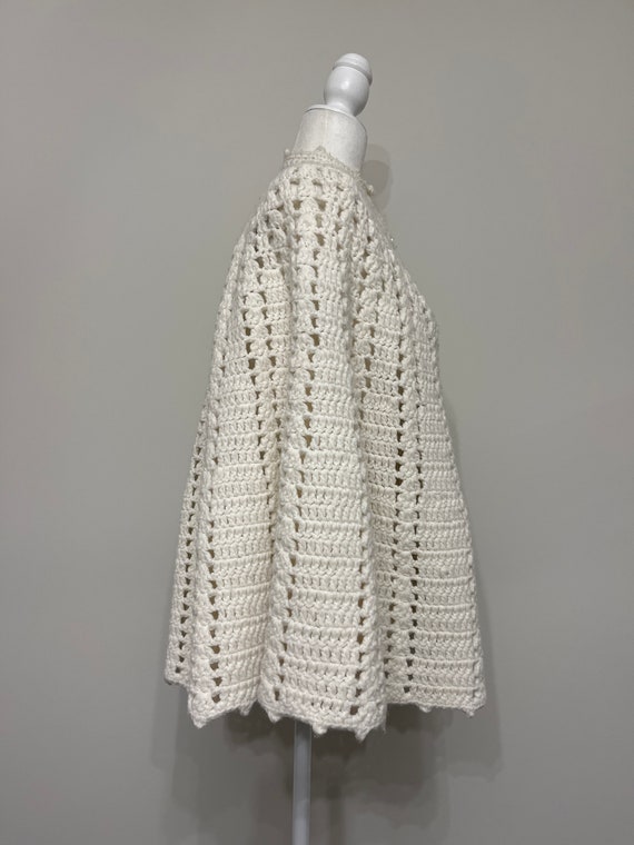 60s 70s cream hand-crochet cape, cream cape, ivor… - image 6