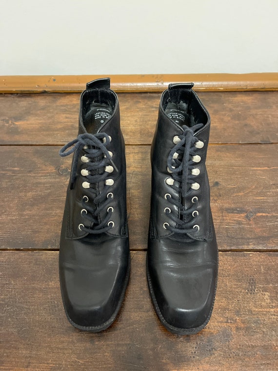 90s Nine West Black Lace up Ankle Boots Black Leather Combat - Etsy