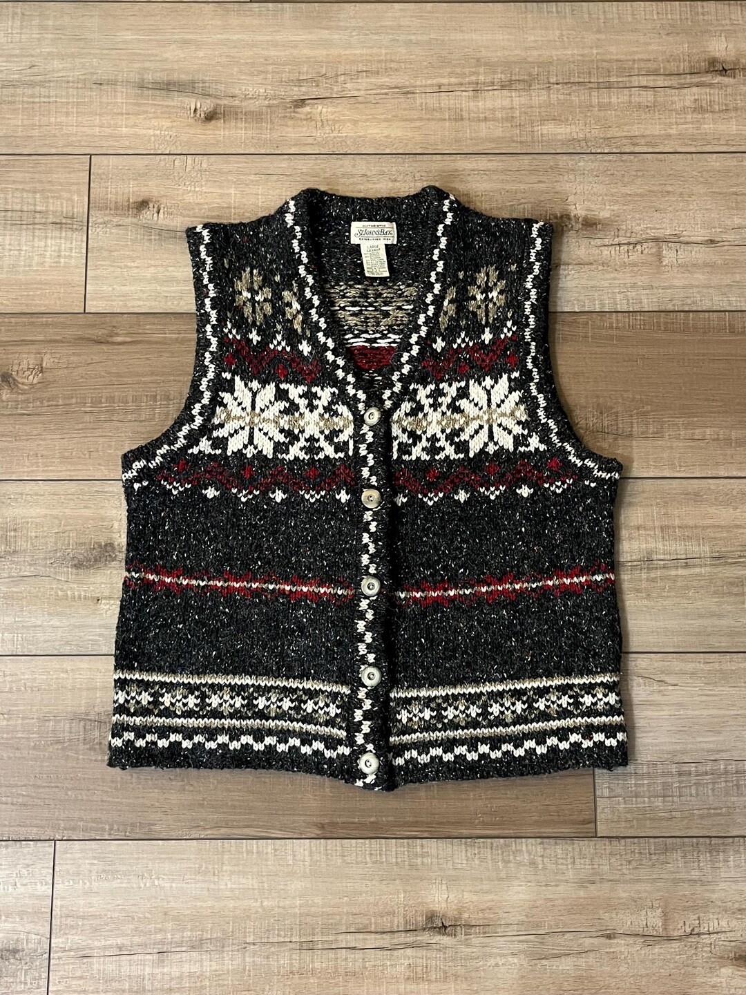 Vintage Snowflake Sweater Vest, 80s 90s St John’s Bay Sweater Vest ...