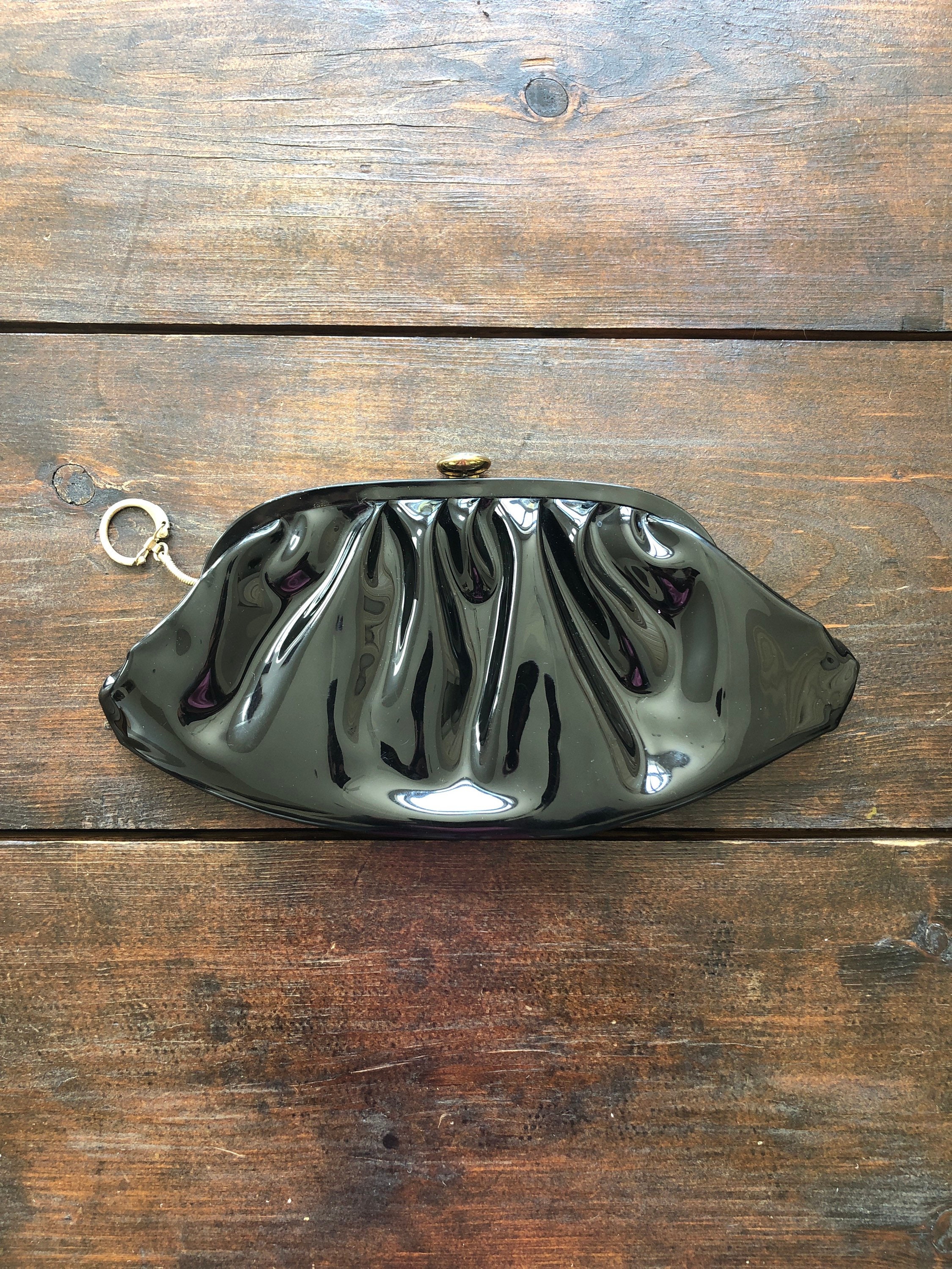 Vintage St Thomas Black Patent Clutch Black Vinyl Clutch W 