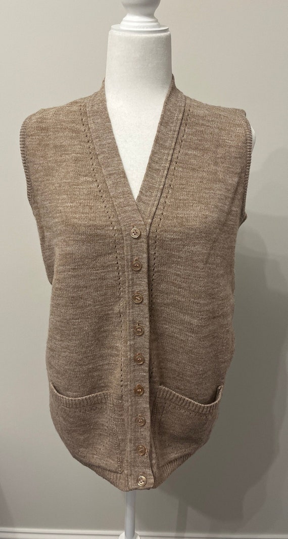 80s Azure tan sweater vest, ladies vintage sweater