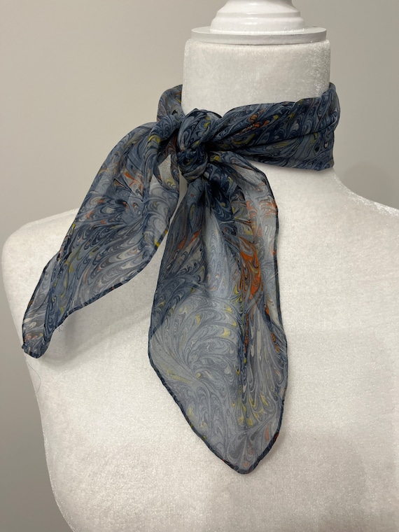 70s Burmel scarf, sheer abstract scarf, mod Kalei… - image 9
