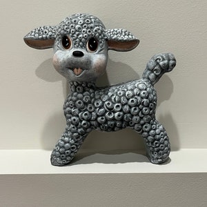 Vintage lamb statue, 1990 lamb statue, vintage pottery, baby’s room decor, lamb decor, 9” ceramic lamb, nursery decor, gray lamb statue