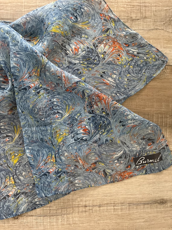 70s Burmel scarf, sheer abstract scarf, mod Kalei… - image 1
